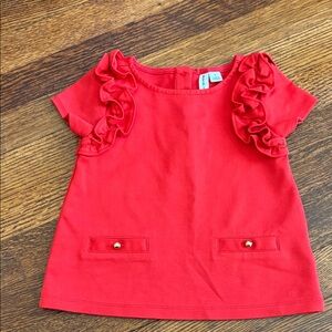 Janie and Jack Red Ruffle Sleeve Top